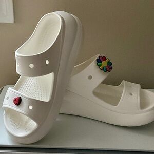CROCS White Sandals with Colorful Charms